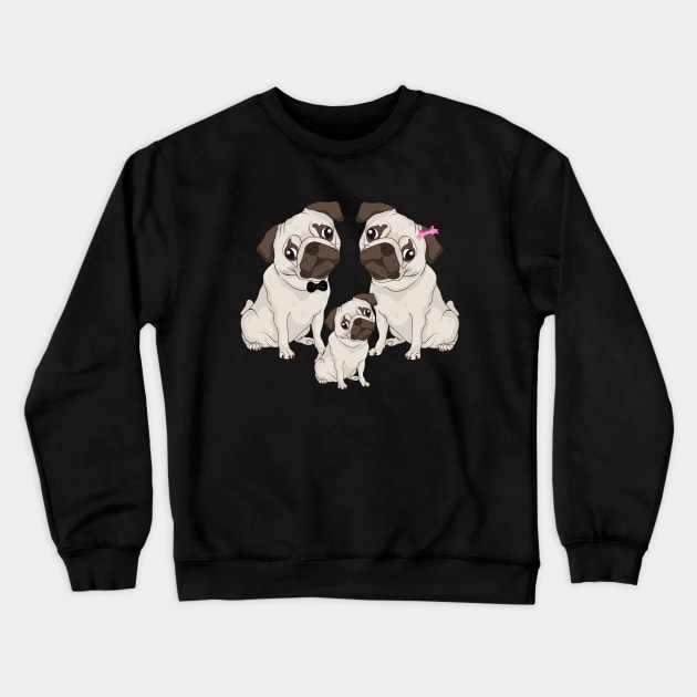 Three Little Puglets (Piglets) Family Of Pugs Crewneck Sweatshirt by PozureTees108